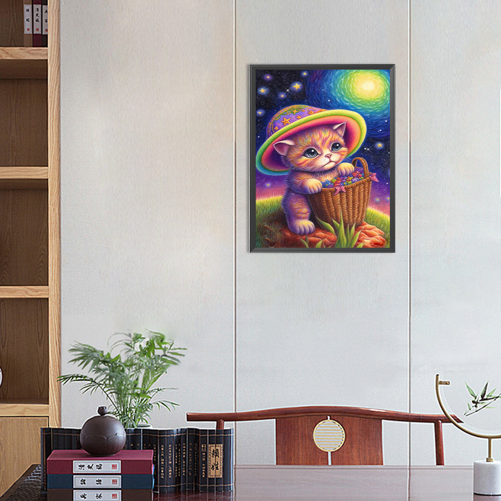 Cat In The Magic Village - Full Round Drill Diamond Painting 30*40CM