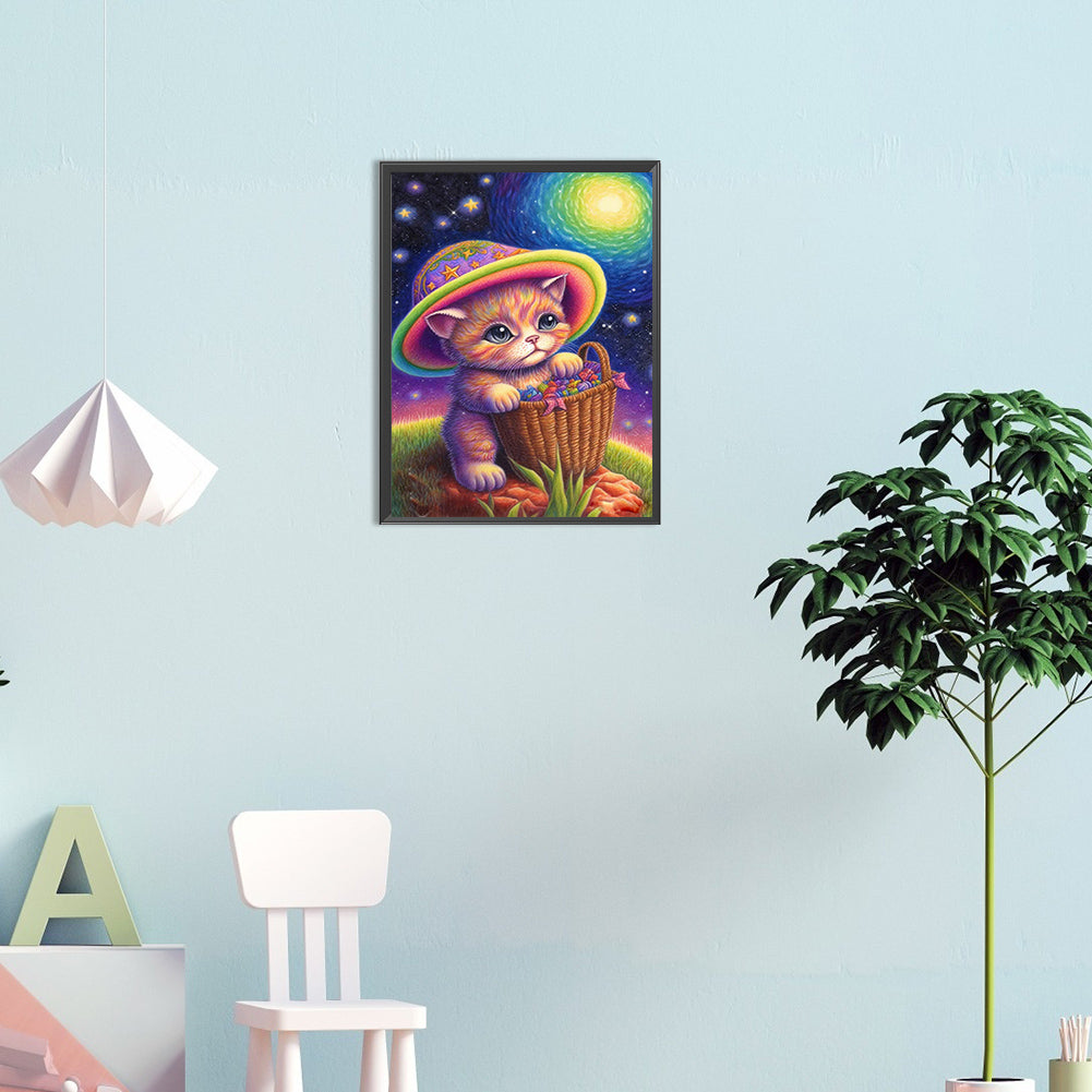 Cat In The Magic Village - Full Round Drill Diamond Painting 30*40CM