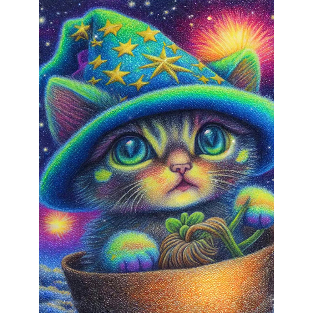 Wise Magic Cat - Full Round Drill Diamond Painting 30*40CM