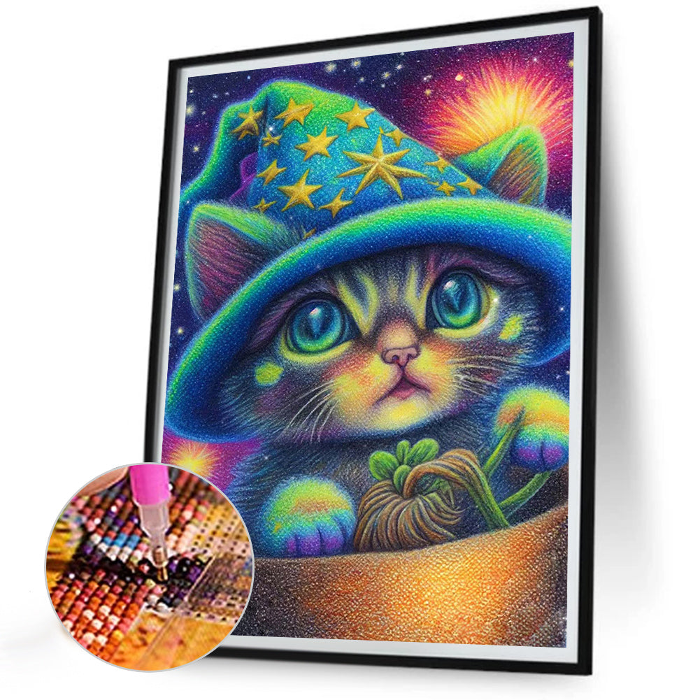 Wise Magic Cat - Full Round Drill Diamond Painting 30*40CM