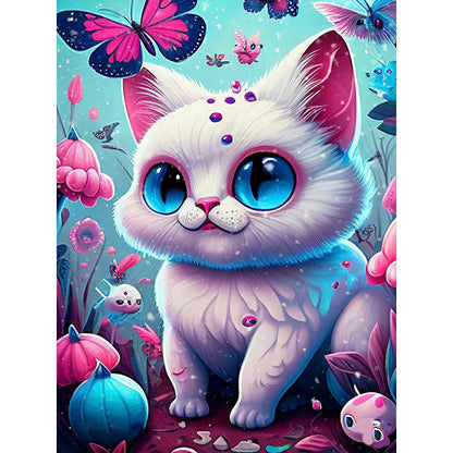 Cat With Eyes Wide Open In The Grass - Full Round Drill Diamond Painting 30*40CM