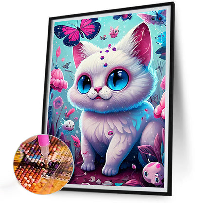 Cat With Eyes Wide Open In The Grass - Full Round Drill Diamond Painting 30*40CM