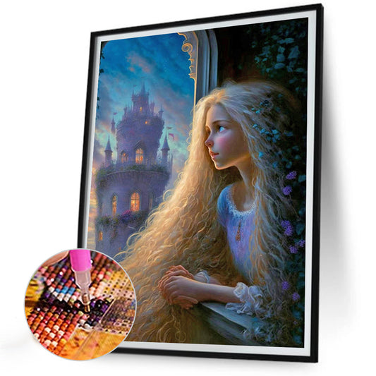 Long Hair Girl - Full Round Drill Diamond Painting 30*40CM