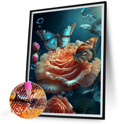 Butterfly Rose - Full Round Drill Diamond Painting 30*40CM