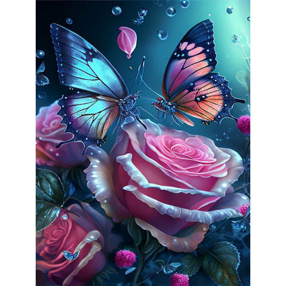 Butterfly Rose - Full Round Drill Diamond Painting 30*40CM