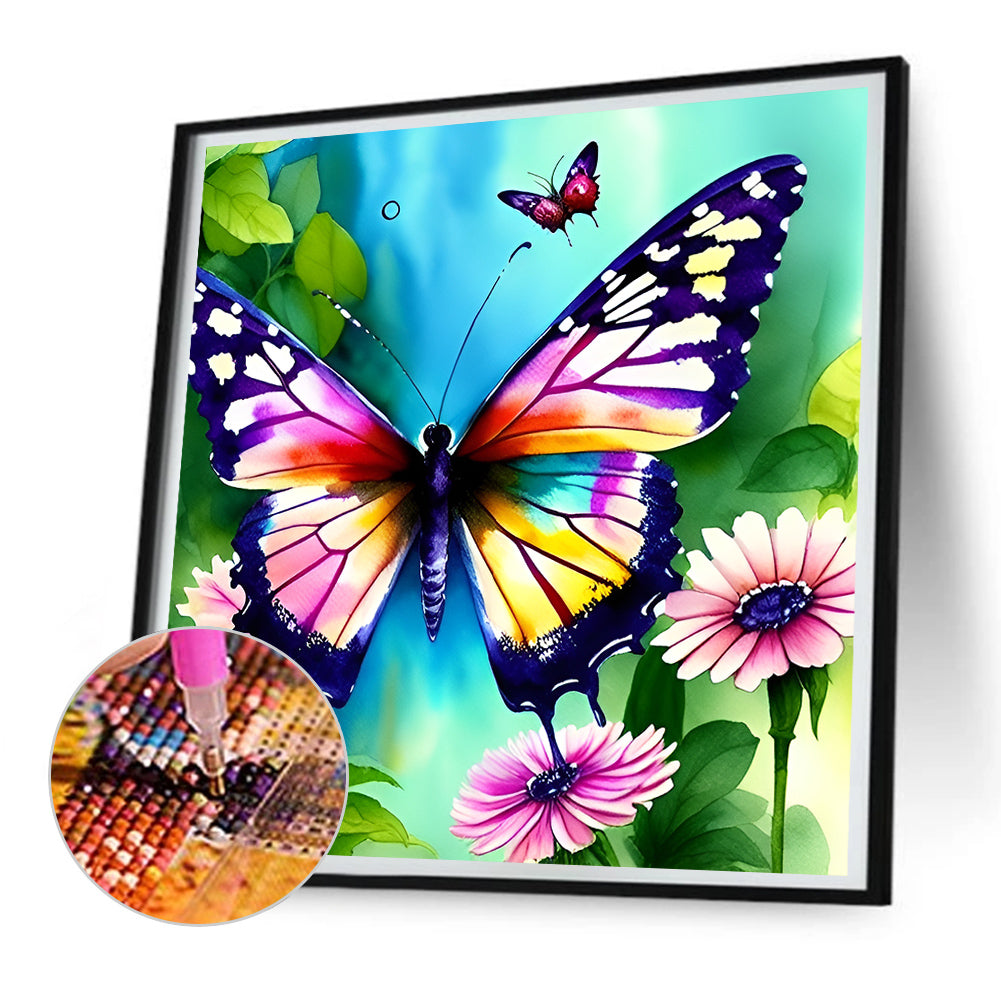 Butterfly In The Garden - Full Round Drill Diamond Painting 30*30CM