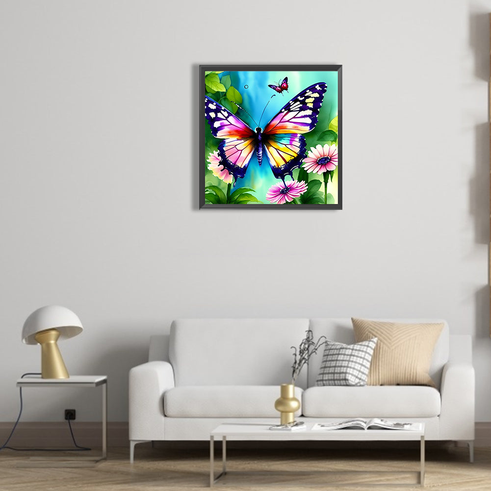 Butterfly In The Garden - Full Round Drill Diamond Painting 30*30CM