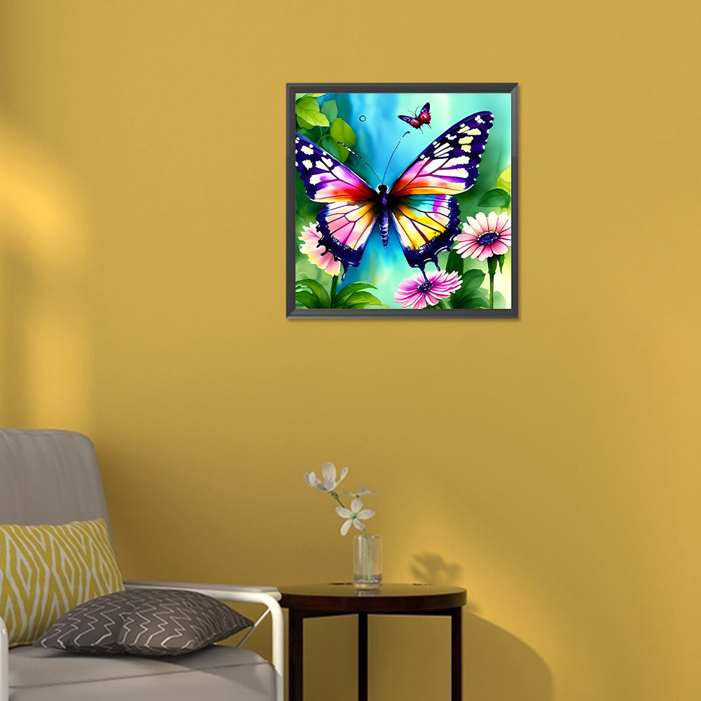 Butterfly In The Garden - Full Round Drill Diamond Painting 30*30CM