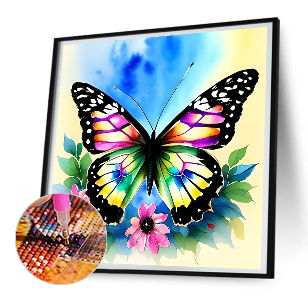 Butterfly In The Garden - Full Round Drill Diamond Painting 30*30CM