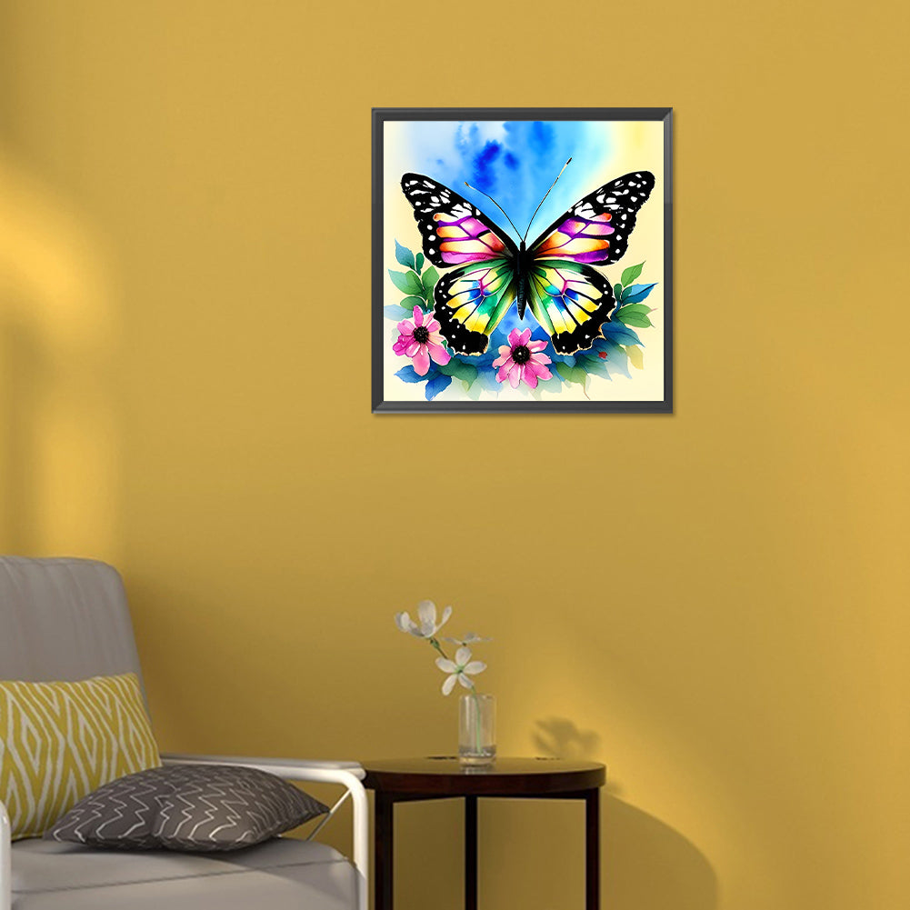 Butterfly In The Garden - Full Round Drill Diamond Painting 30*30CM