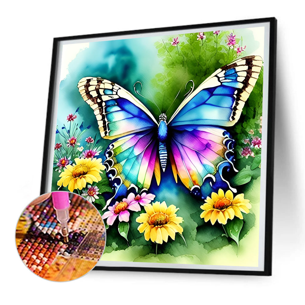 Butterfly In The Garden - Full Round Drill Diamond Painting 30*30CM