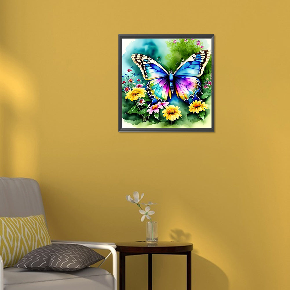 Butterfly In The Garden - Full Round Drill Diamond Painting 30*30CM