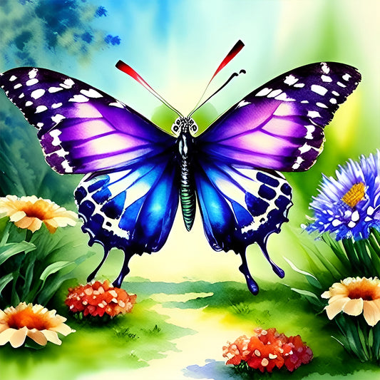 Butterfly In The Garden - Full Round Drill Diamond Painting 30*30CM