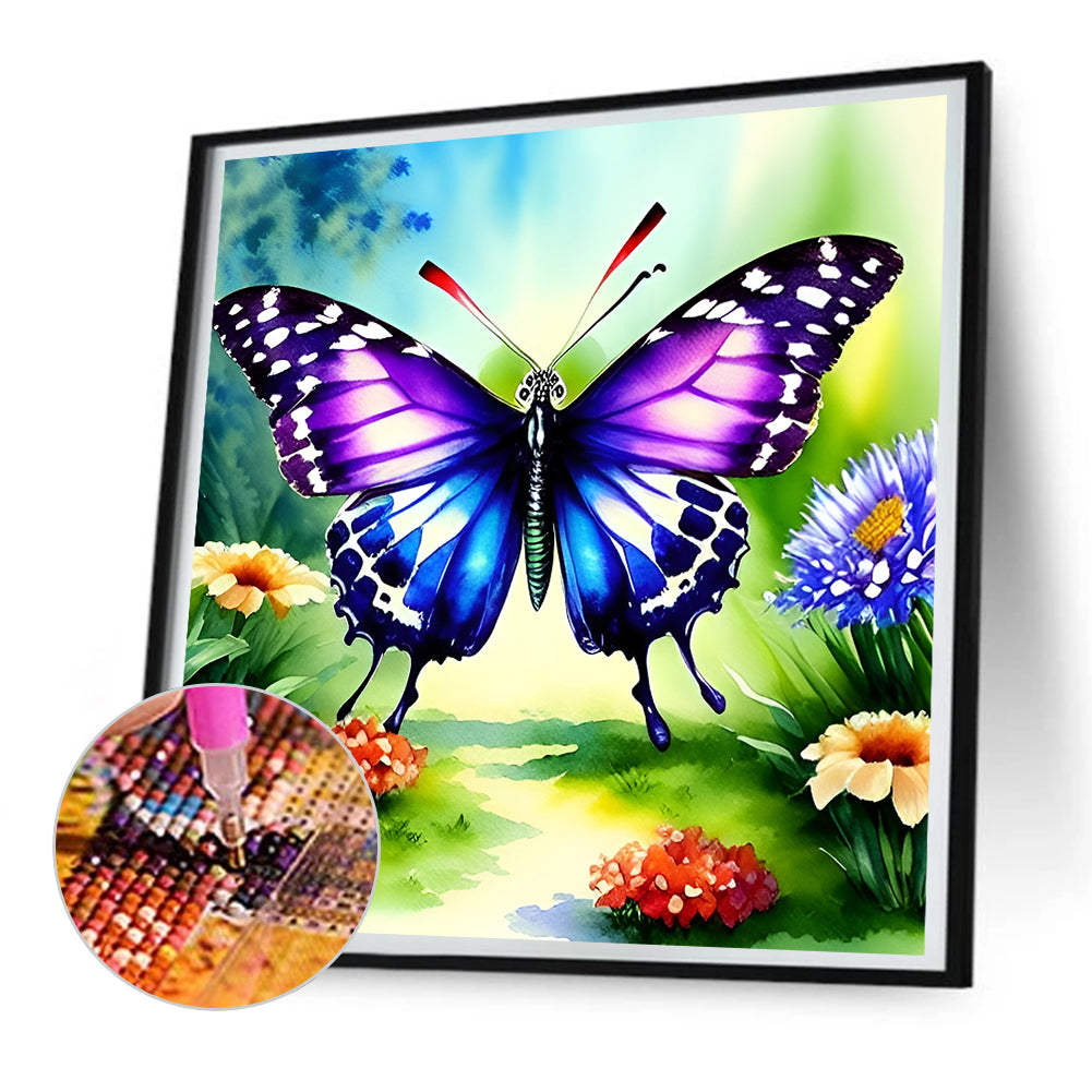 Butterfly In The Garden - Full Round Drill Diamond Painting 30*30CM