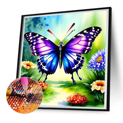 Butterfly In The Garden - Full Round Drill Diamond Painting 30*30CM