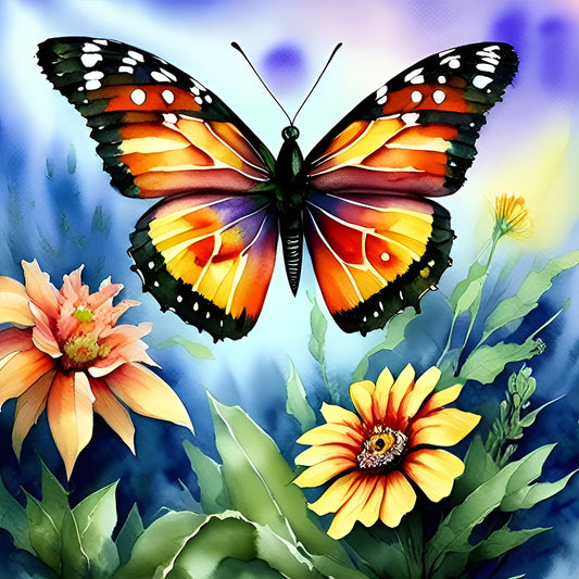 Butterfly In The Garden - Full Round Drill Diamond Painting 30*30CM