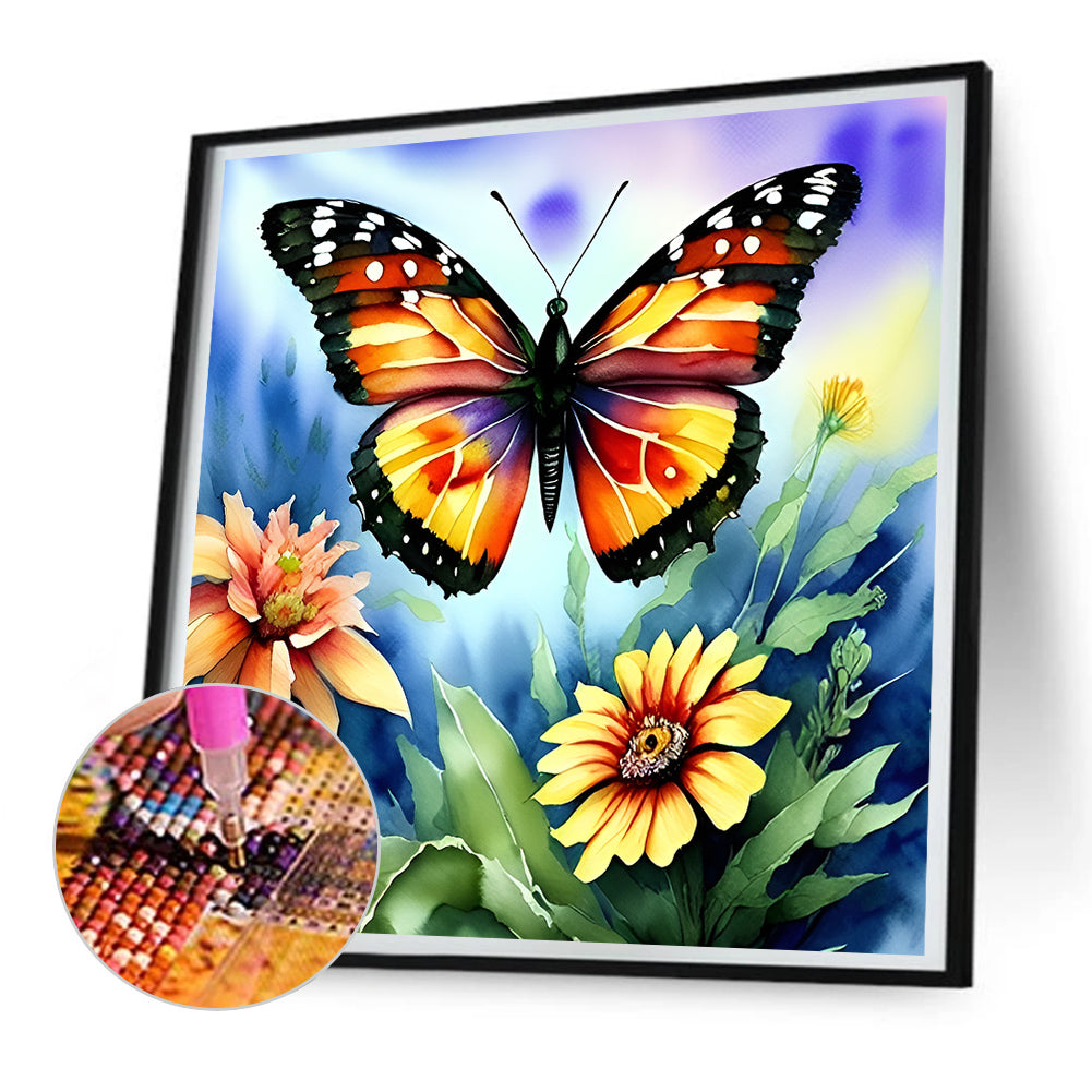 Butterfly In The Garden - Full Round Drill Diamond Painting 30*30CM