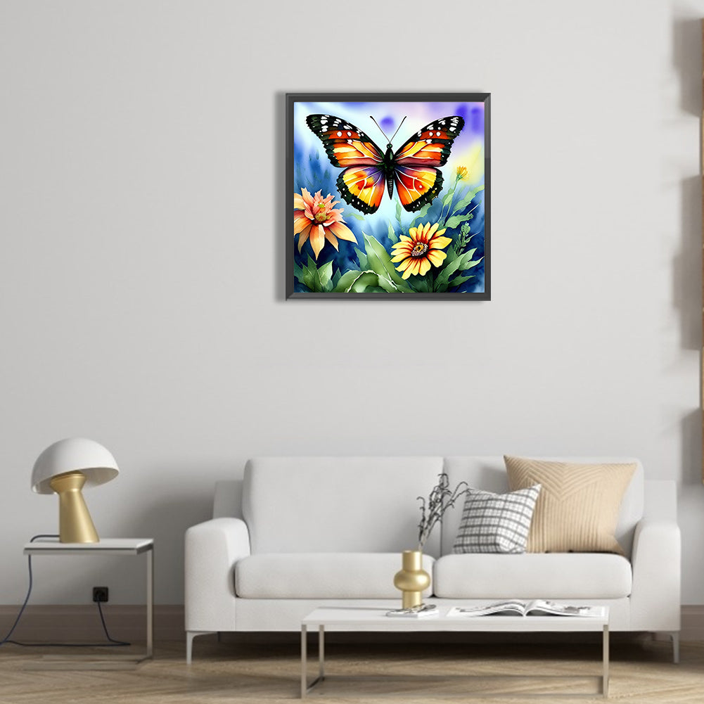 Butterfly In The Garden - Full Round Drill Diamond Painting 30*30CM