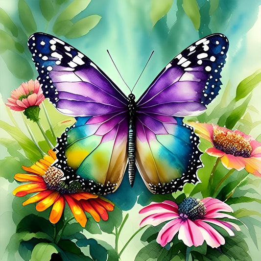 Butterfly In The Garden - Full Round Drill Diamond Painting 30*30CM