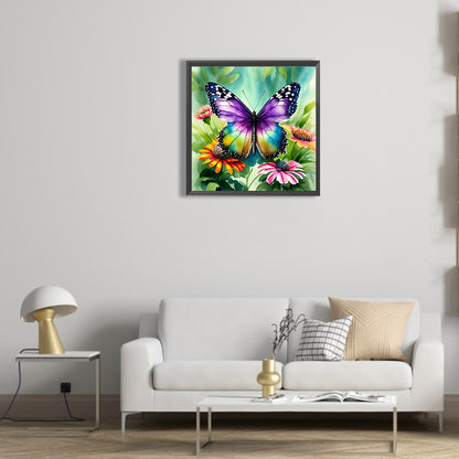 Butterfly In The Garden - Full Round Drill Diamond Painting 30*30CM