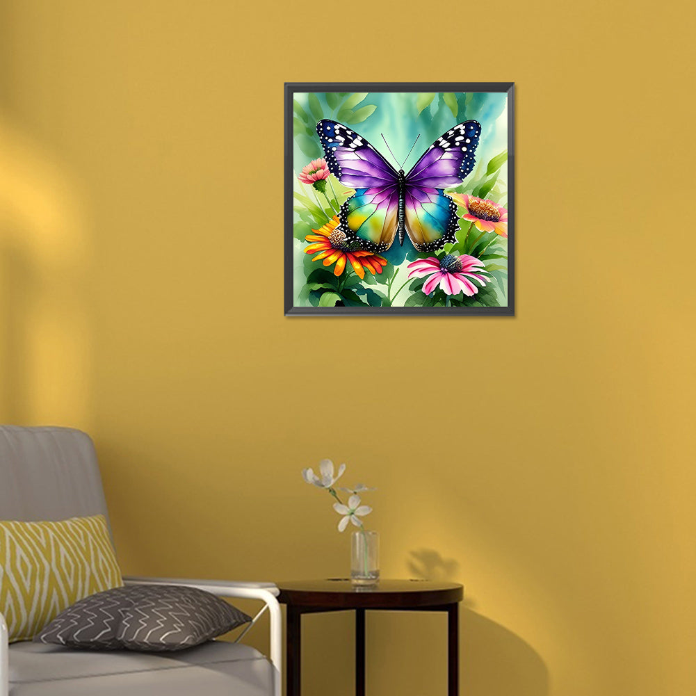 Butterfly In The Garden - Full Round Drill Diamond Painting 30*30CM