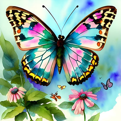 Butterfly In The Garden - Full Round Drill Diamond Painting 30*30CM