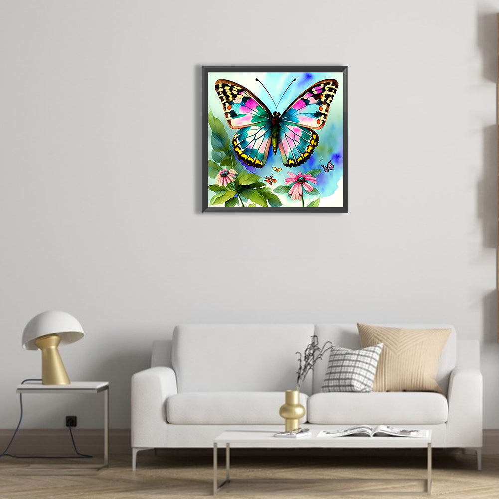 Butterfly In The Garden - Full Round Drill Diamond Painting 30*30CM