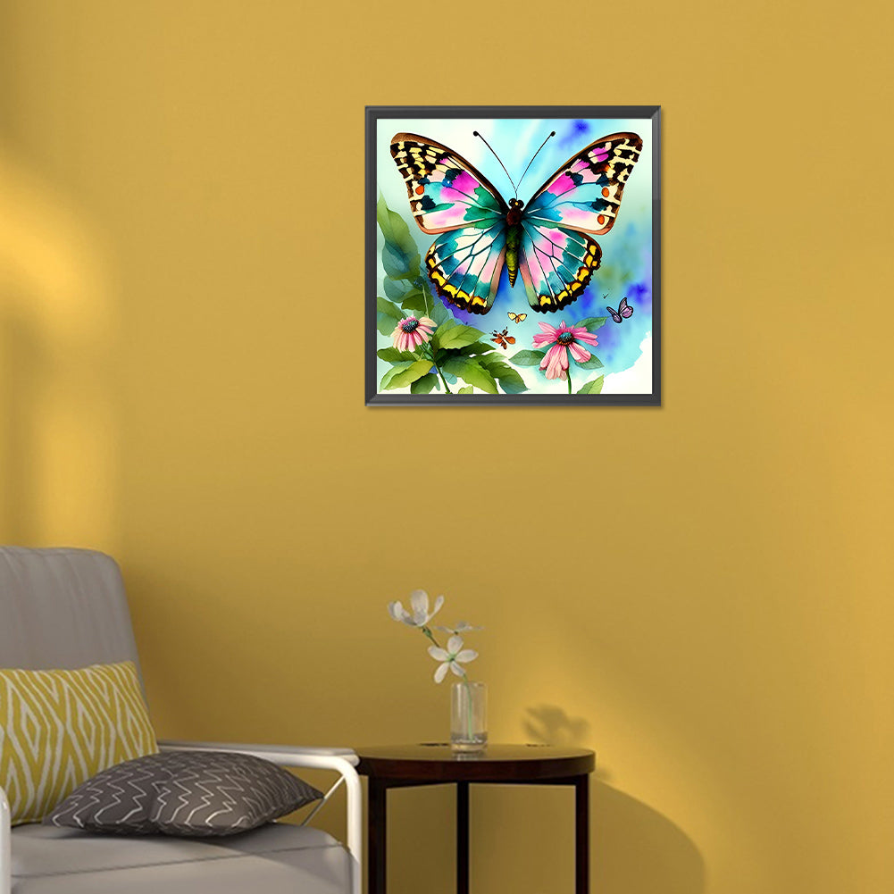 Butterfly In The Garden - Full Round Drill Diamond Painting 30*30CM