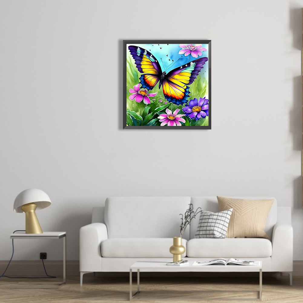 Butterfly In The Garden - Full Round Drill Diamond Painting 30*30CM