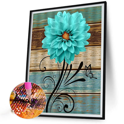 Wooden Green Flowers - Full Round Drill Diamond Painting 30*40CM