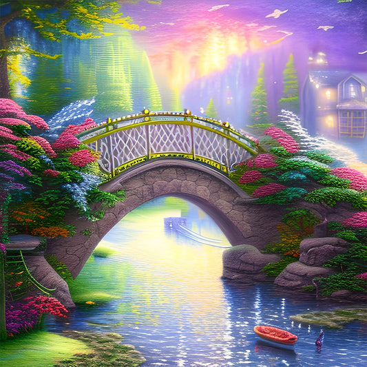 Park Arch Bridge - Full Round Drill Diamond Painting 30*30CM