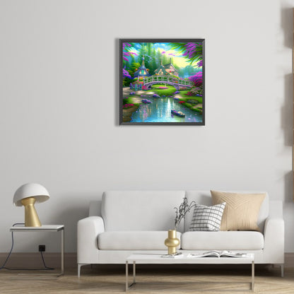 Park Arch Bridge - Full Round Drill Diamond Painting 30*30CM