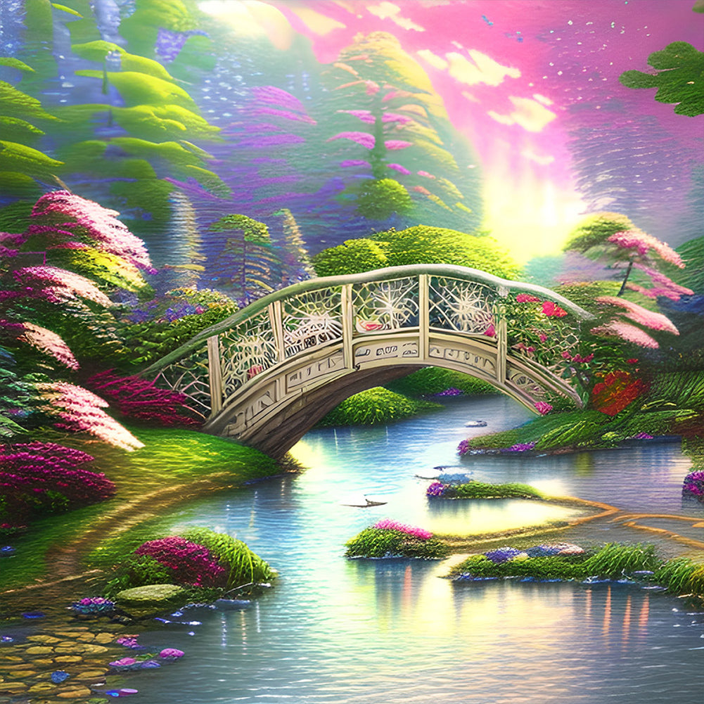 Park Arch Bridge - Full Round Drill Diamond Painting 30*30CM