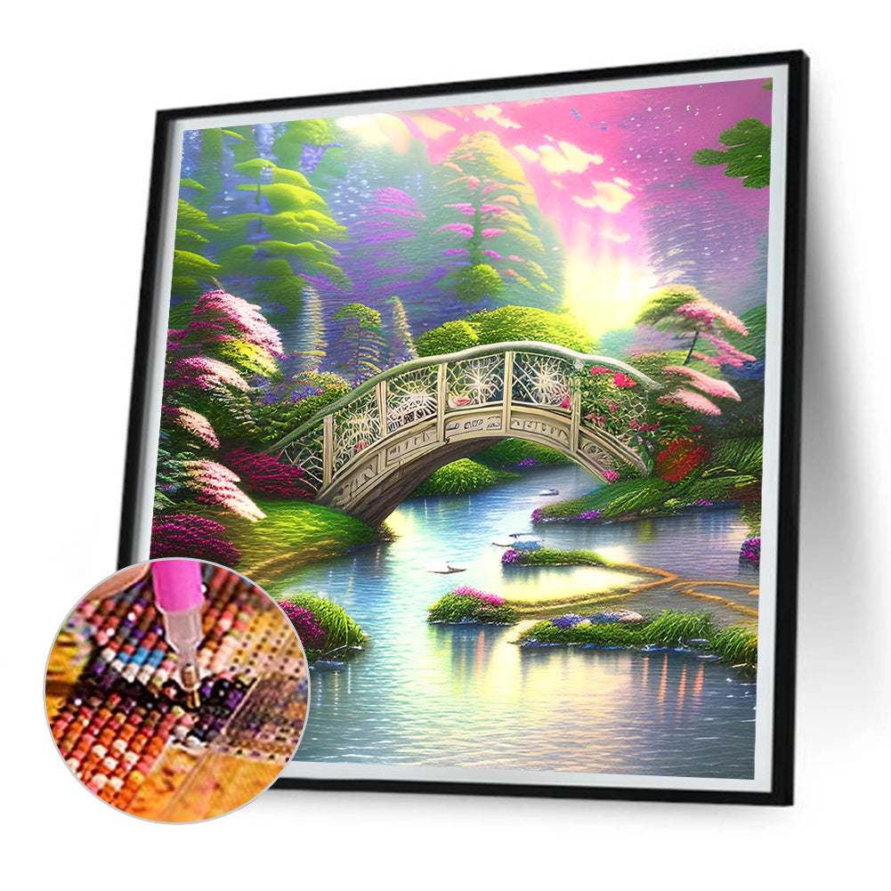 Park Arch Bridge - Full Round Drill Diamond Painting 30*30CM