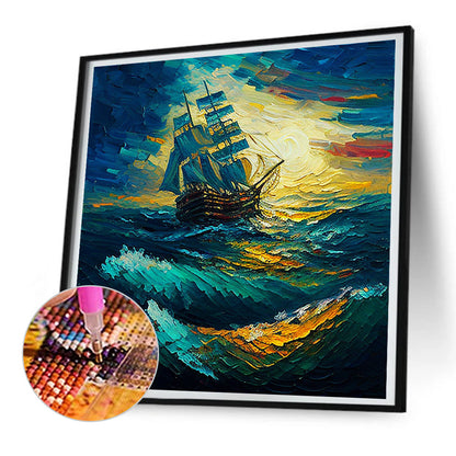 Sailing Boat - Full Round Drill Diamond Painting 30*30CM