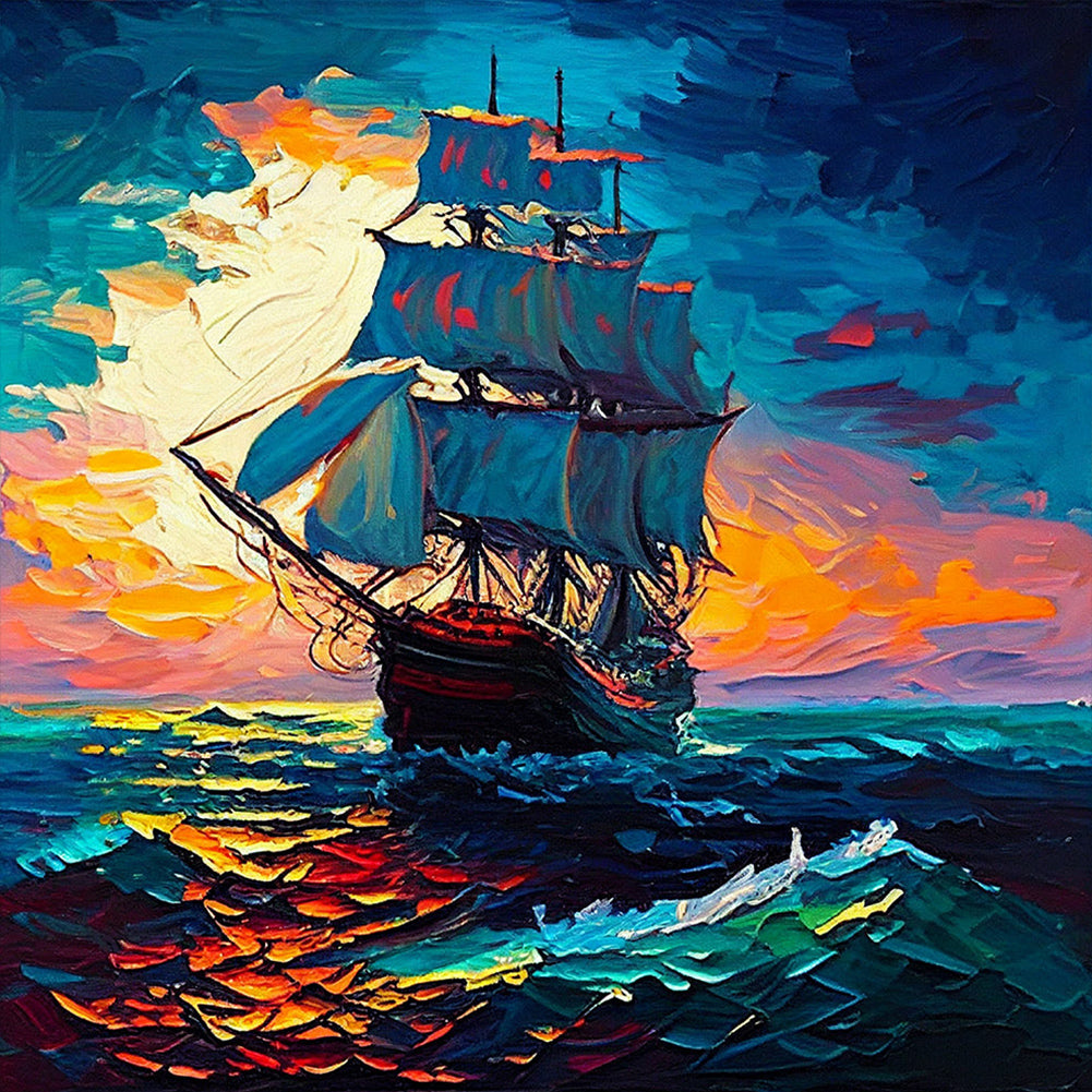 Sailing Boat - Full Round Drill Diamond Painting 30*30CM