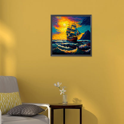 Sailing Boat - Full Round Drill Diamond Painting 30*30CM