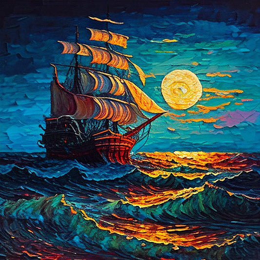 Sailing Boat - Full Round Drill Diamond Painting 30*30CM