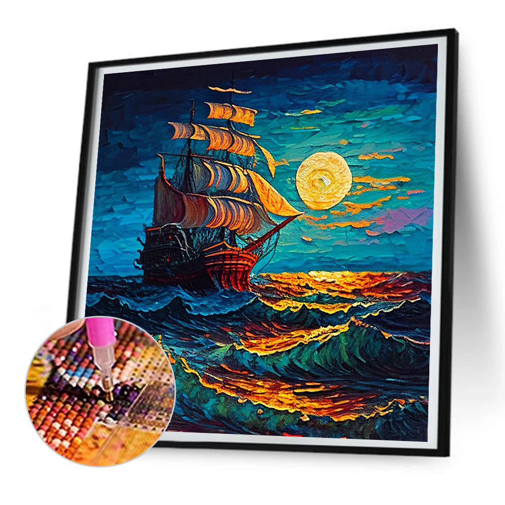 Sailing Boat - Full Round Drill Diamond Painting 30*30CM