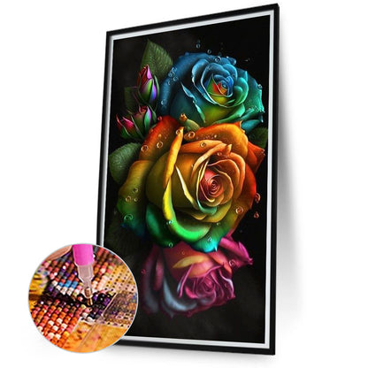 Colorful Water Drop Rose - Full Round Drill Diamond Painting 40*70CM