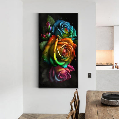 Colorful Water Drop Rose - Full Round Drill Diamond Painting 40*70CM