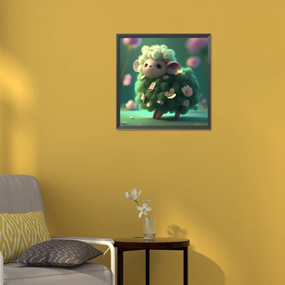 Green Animal Sheep - Full Round Drill Diamond Painting 30*30CM