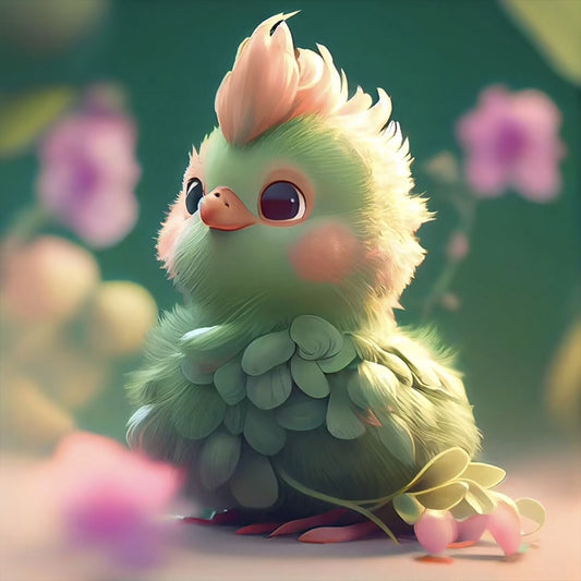 Green Animal Chick - Full Round Drill Diamond Painting 30*30CM