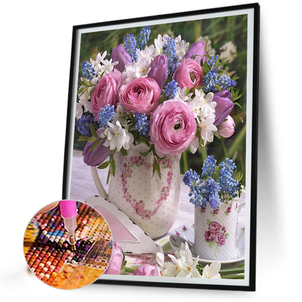 Flowers - Full Square Drill Diamond Painting 50*60CM