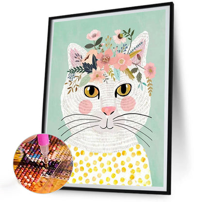 Humanoid White Cat - Full Round Drill Diamond Painting 30*40CM