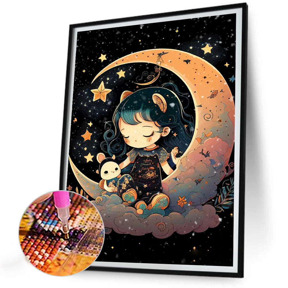 Moon Girl And Dolls - Full Round Drill Diamond Painting 30*40CM