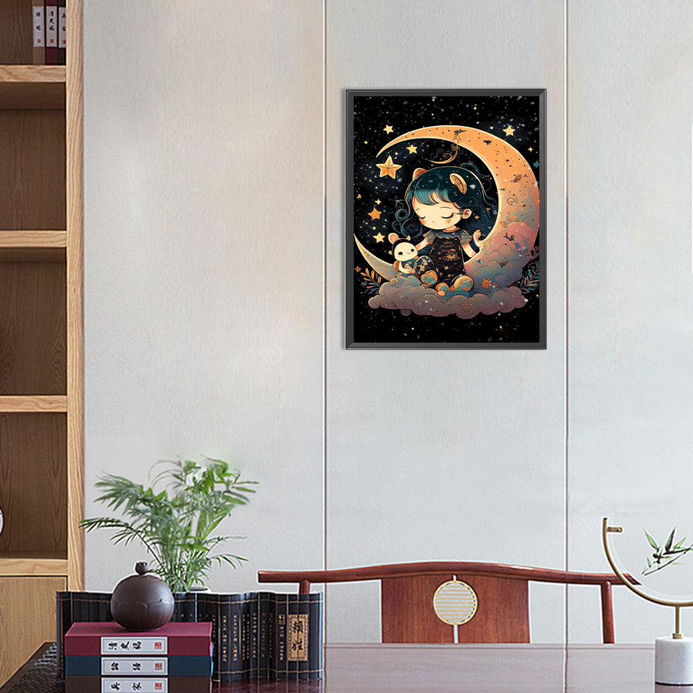 Moon Girl And Dolls - Full Round Drill Diamond Painting 30*40CM