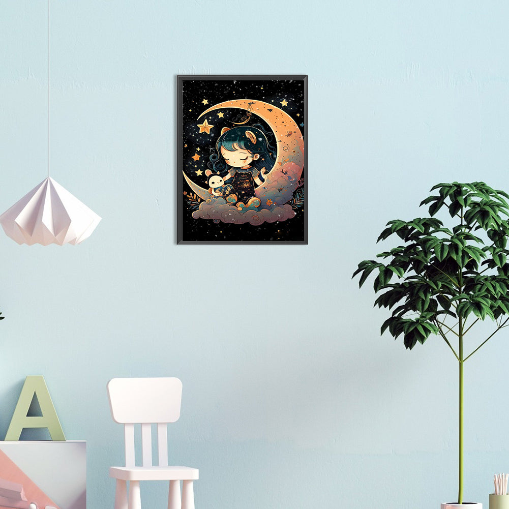 Moon Girl And Dolls - Full Round Drill Diamond Painting 30*40CM