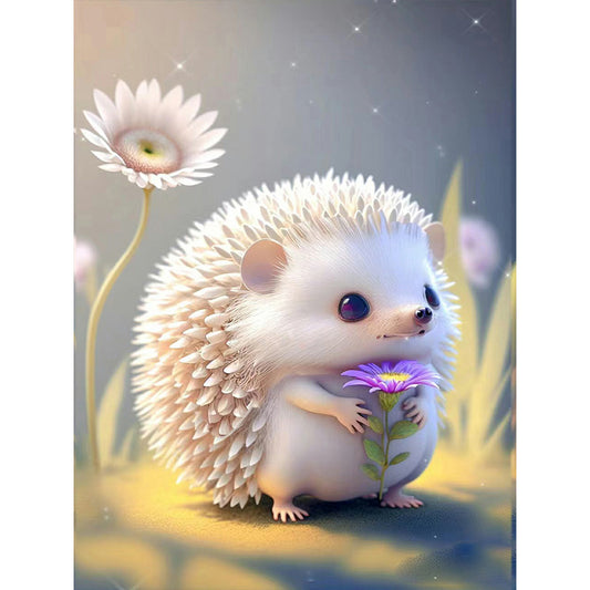 Little Hedgehog And Daisy - Full Round Drill Diamond Painting 30*40CM