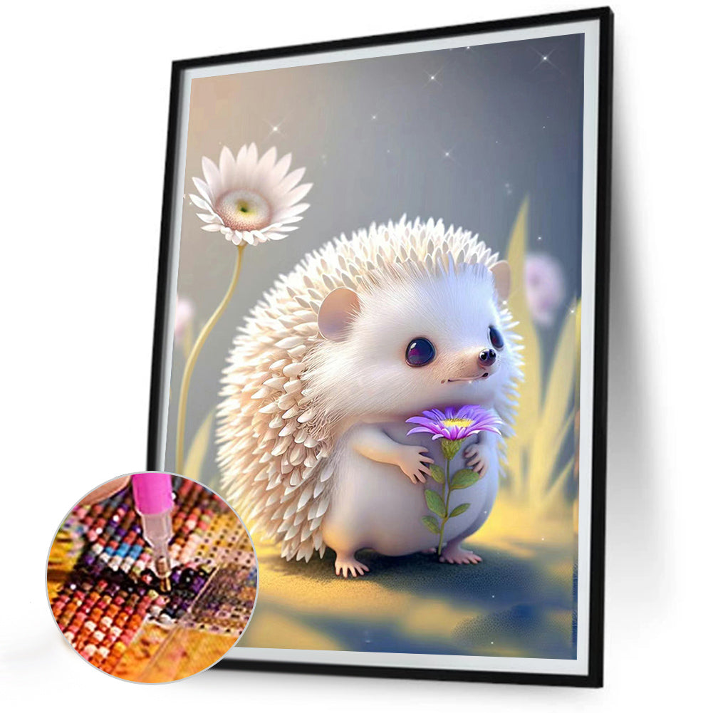 Little Hedgehog And Daisy - Full Round Drill Diamond Painting 30*40CM